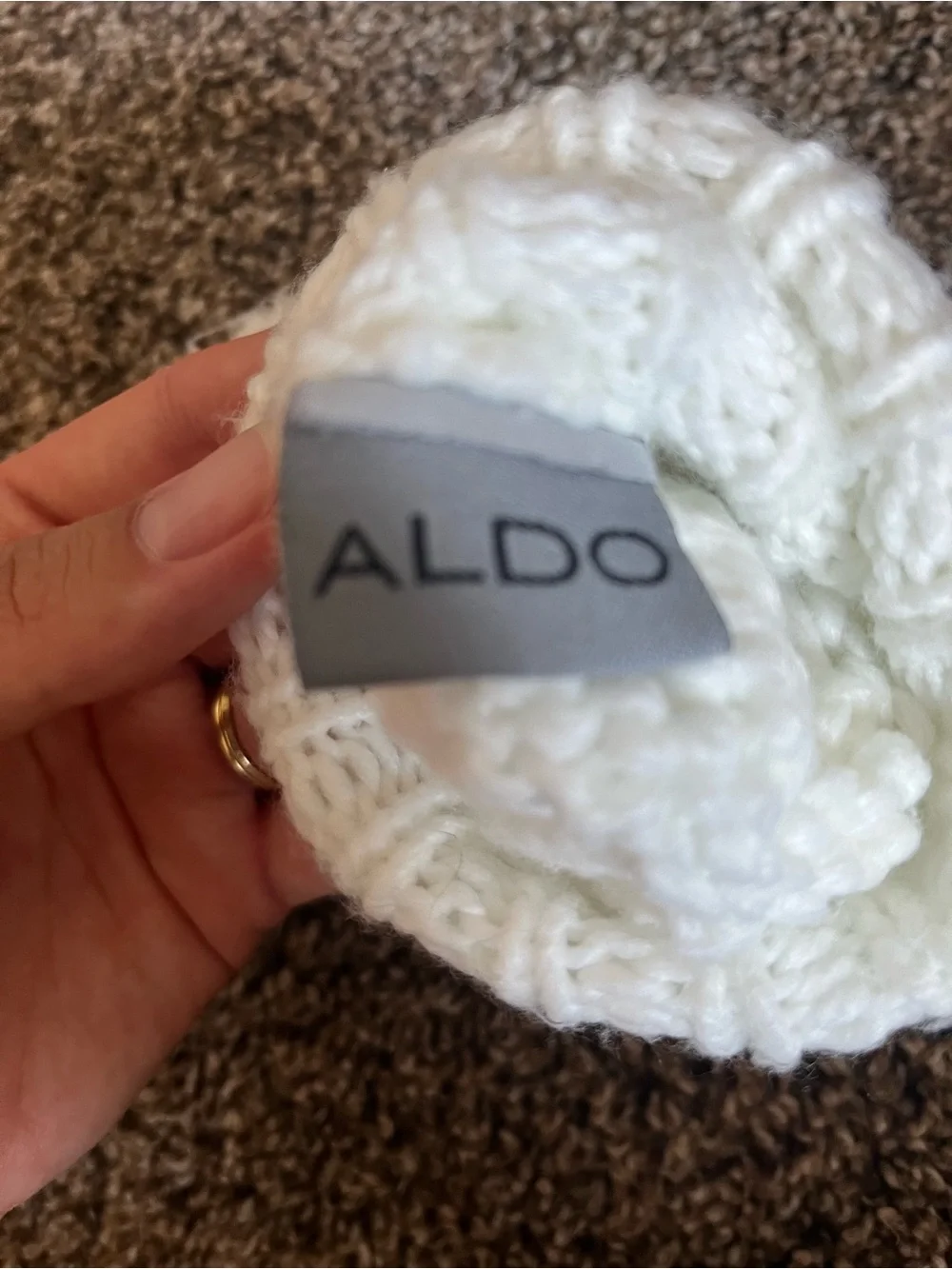 Aldo Cream Cable Knit Wool Mittens